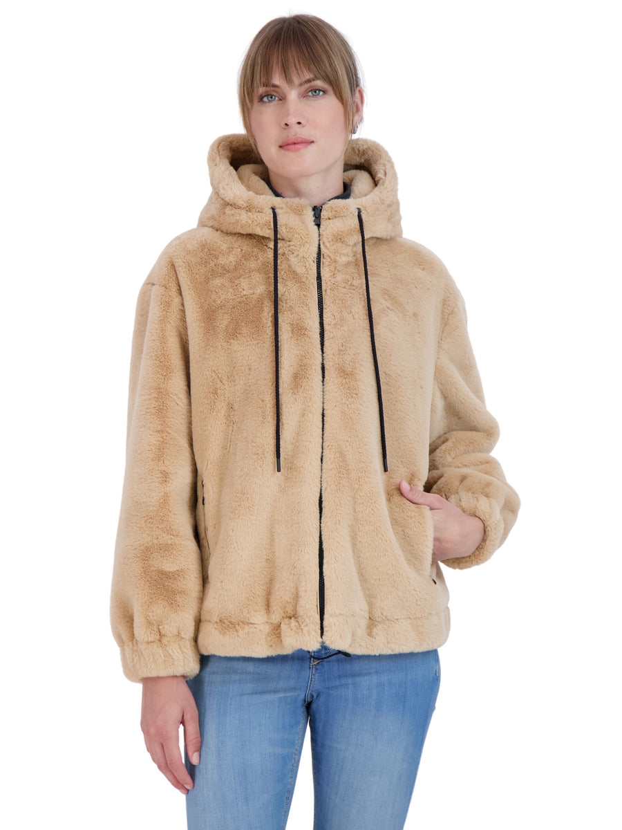 Sebby K Sebby Junior's Reversible Faux Fur Hooded Bomber