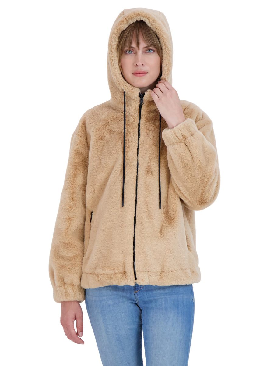 Sebby K Sebby Junior's Reversible Faux Fur Hooded Bomber