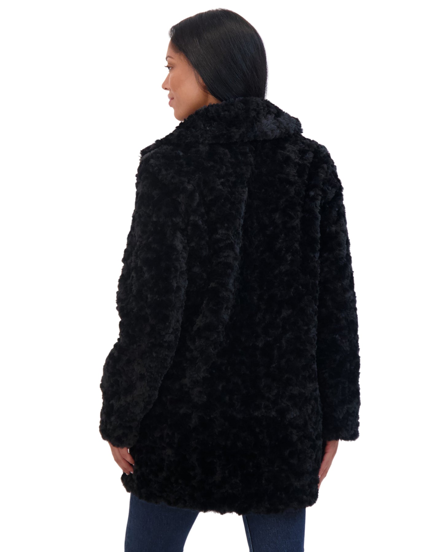 Sebby Coat Ruffles Sebby Collection Women's Crushed Faux Fur Button Front Coat