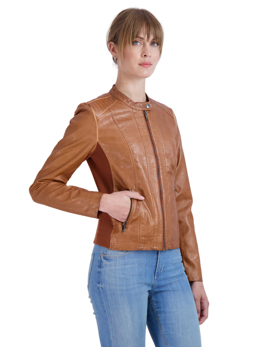 Sebby Collection Women's Faux Leather Jacket