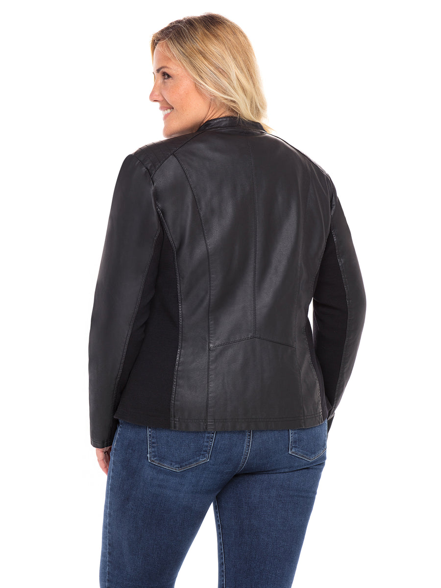 Sebby Collection Plus Faux Leather Jacket