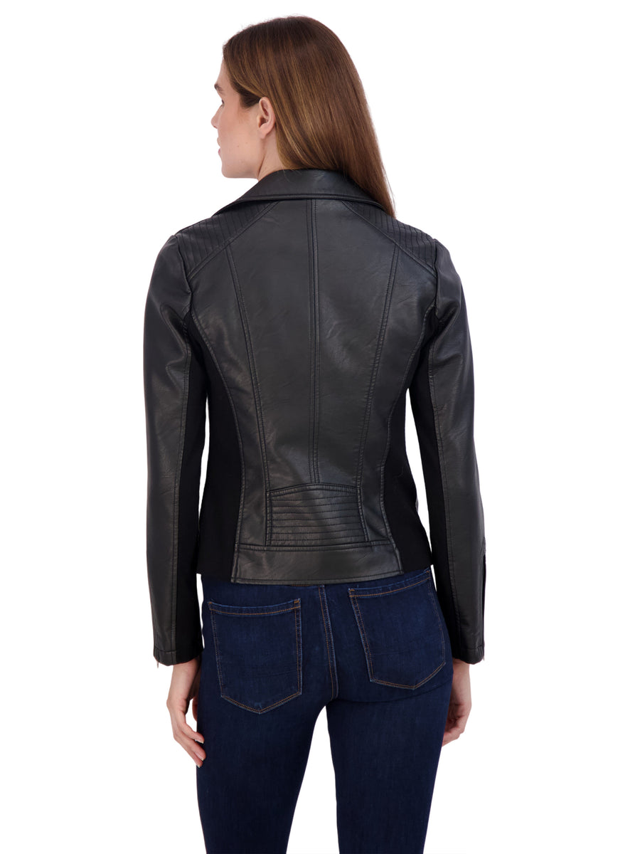 Sebby Collection Women's Faux Leather Biker Jacket