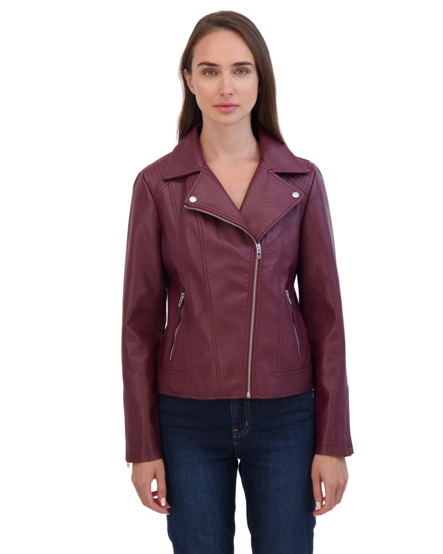 Sebby K Sebby Collection Women's Faux Leather Biker Jacket