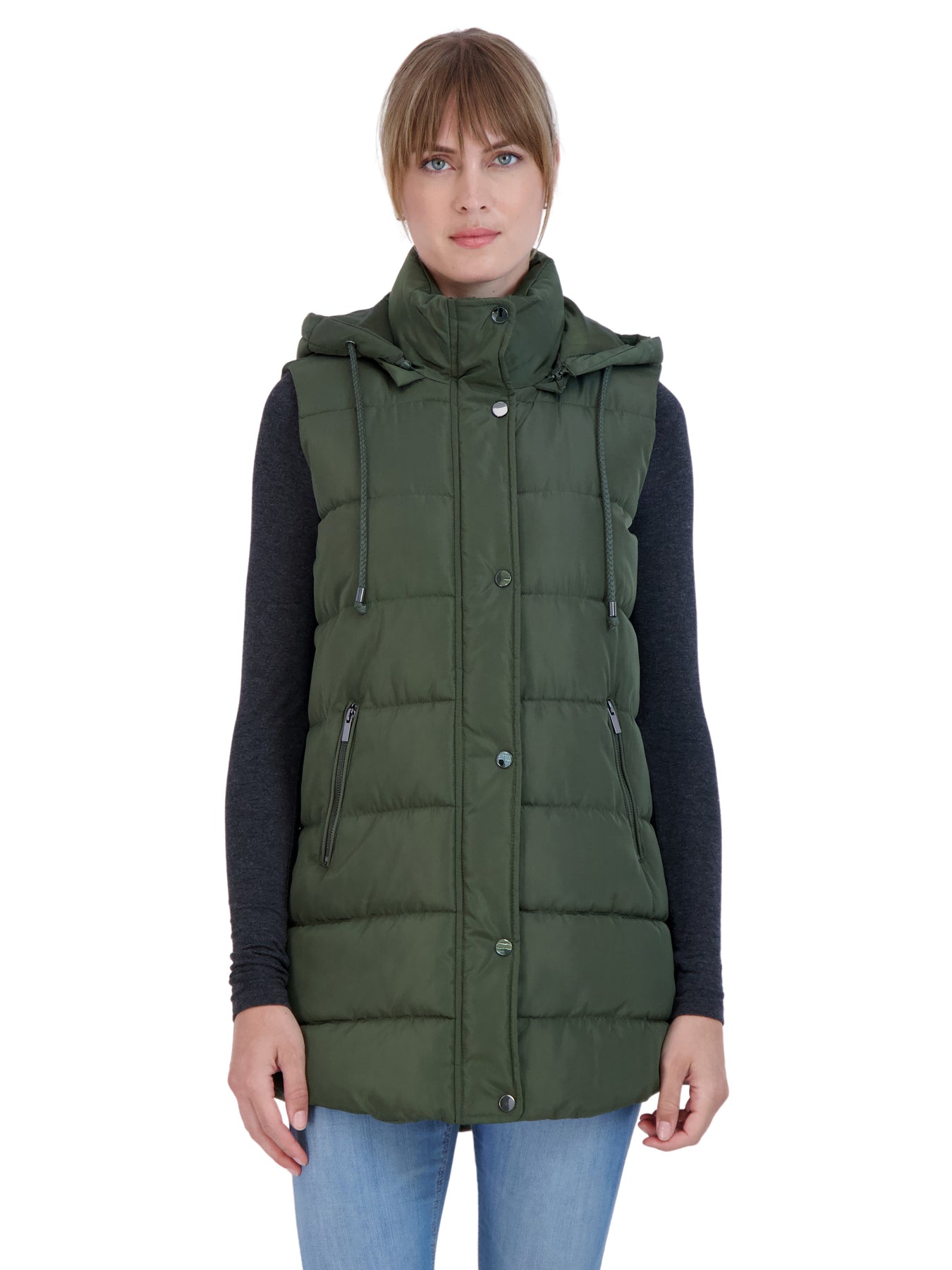 Quilted Long Puffer Vest Brobei