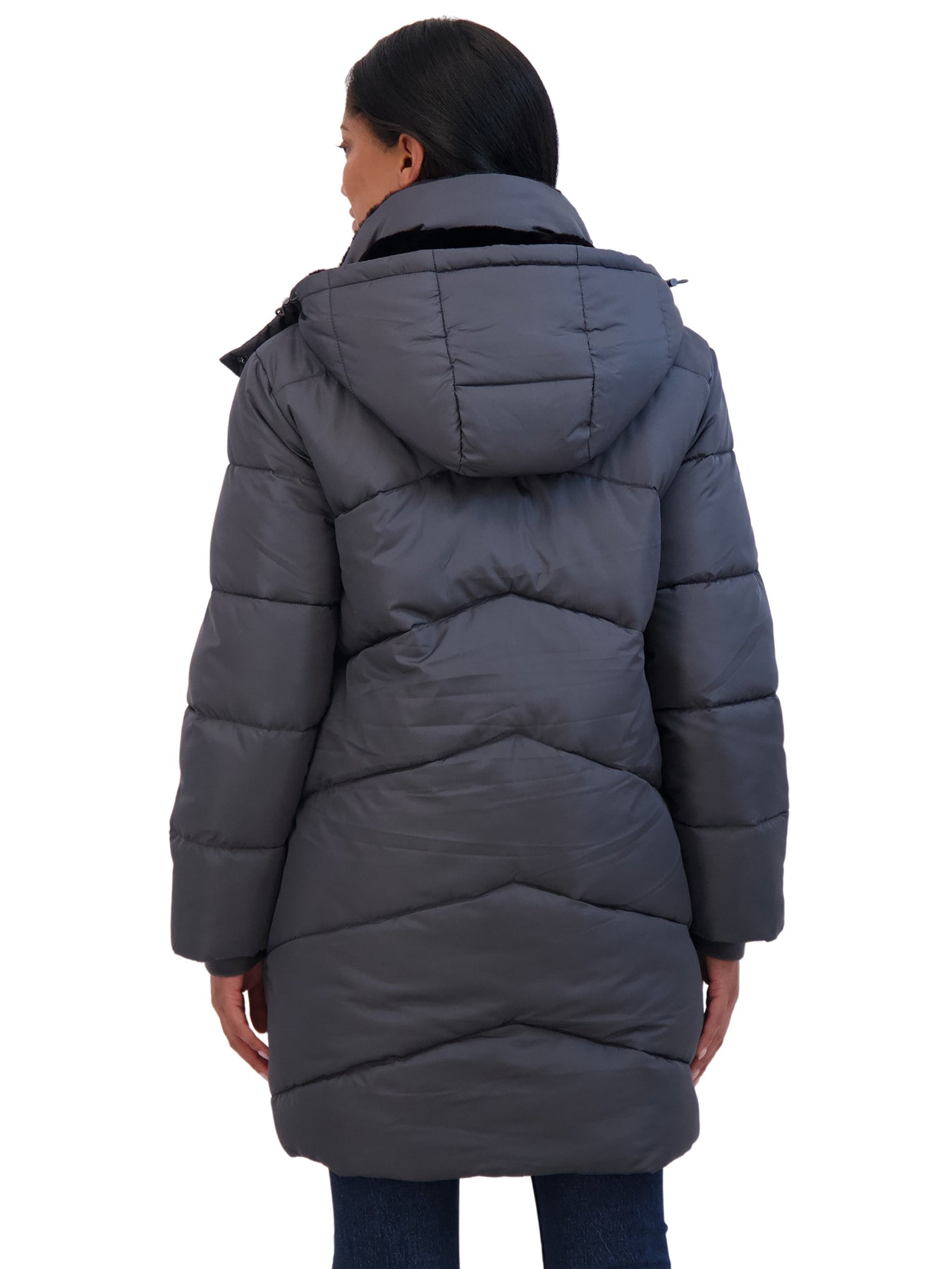 Sebby K Sebby Collection Women's 3/4 Cozy Lined Hooded Puffer Coat
