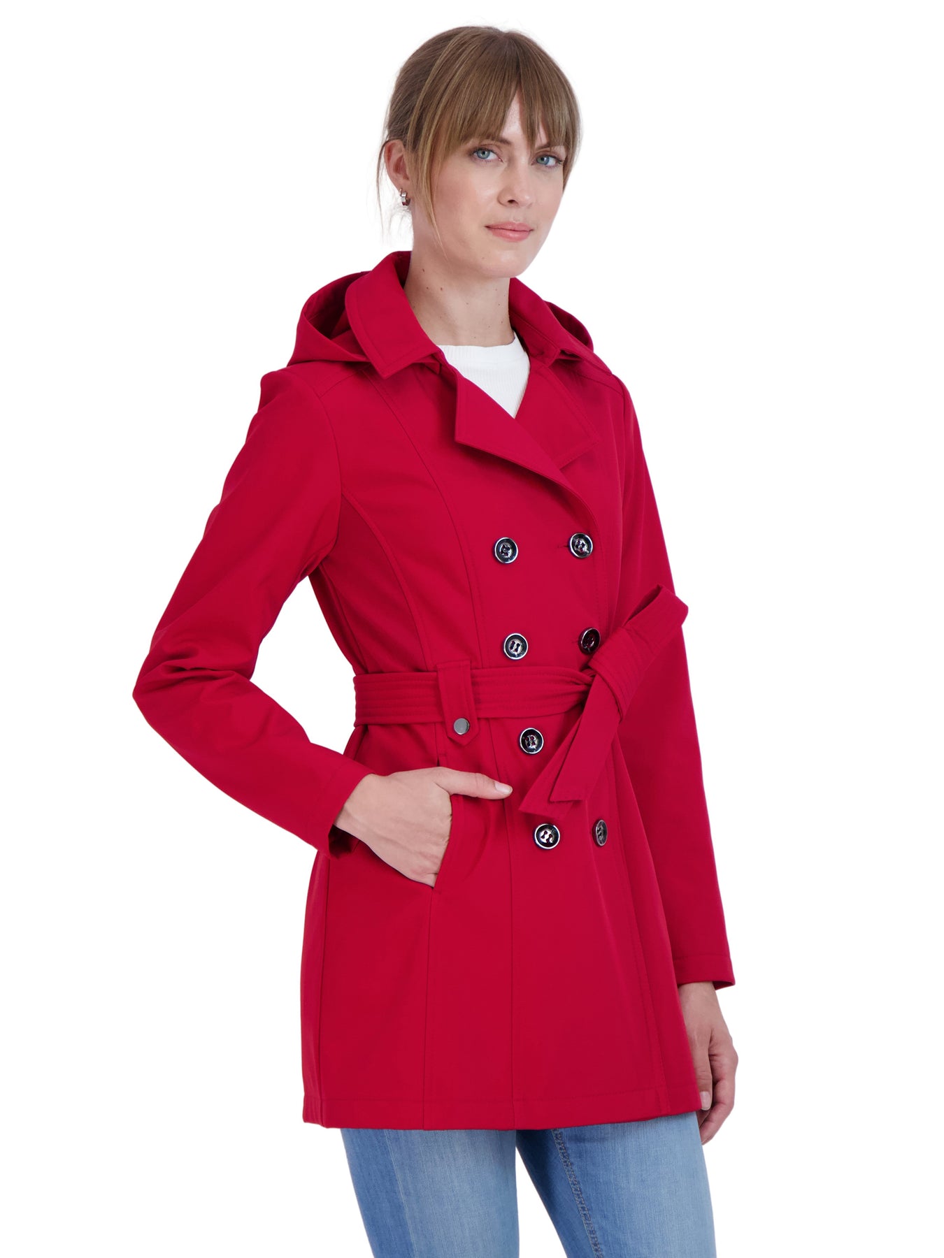 Sebby Coat Ruffles Sebby Collection Women's Softshell Trench Coat