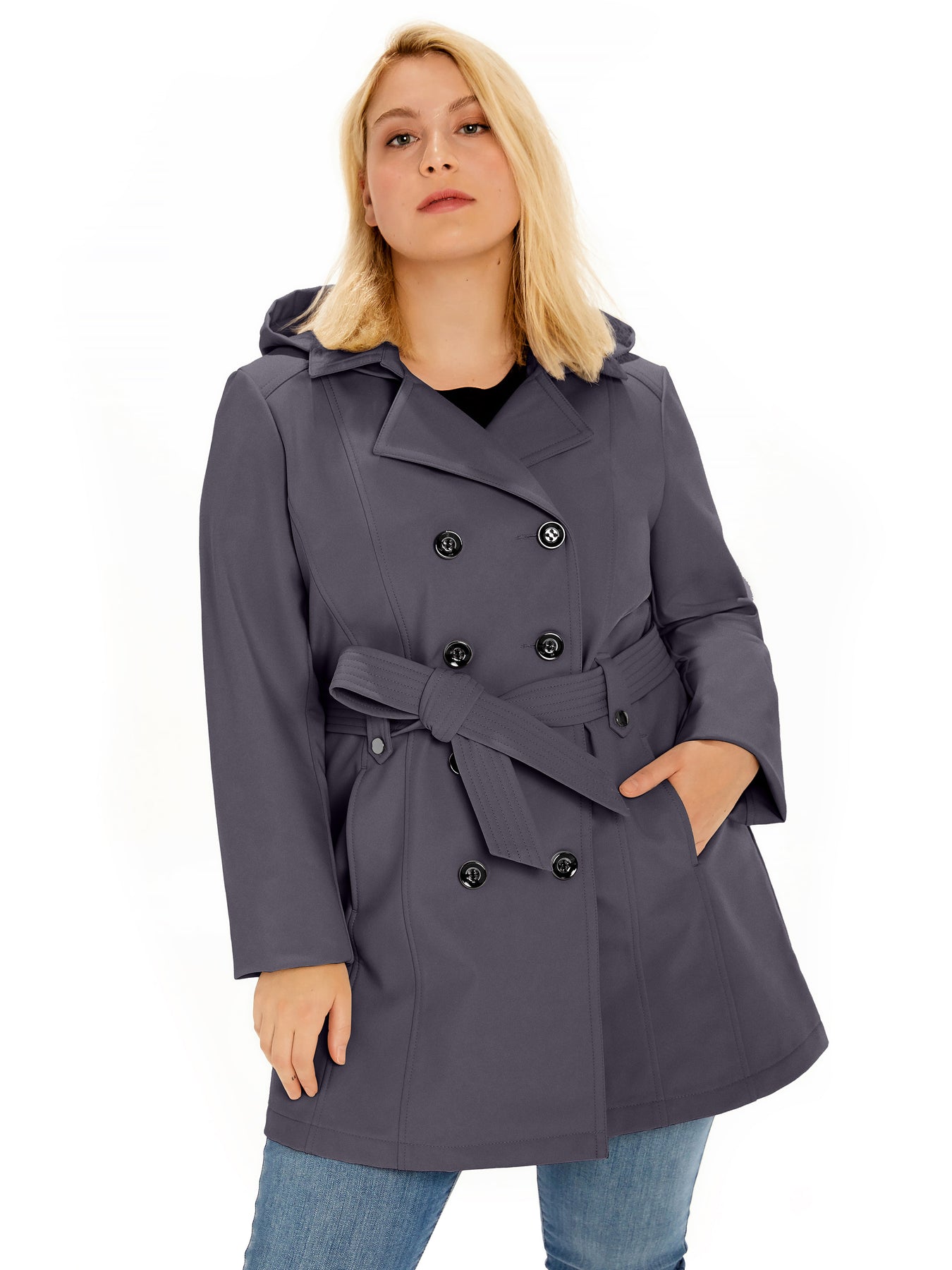 Sebby Coat Ruffles Sebby Collection Plus Softshell Trench Coat