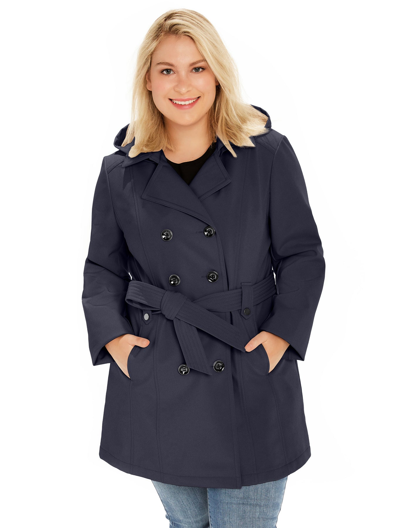 Sebby Coat Ruffles Sebby Collection Plus Softshell Trench Coat