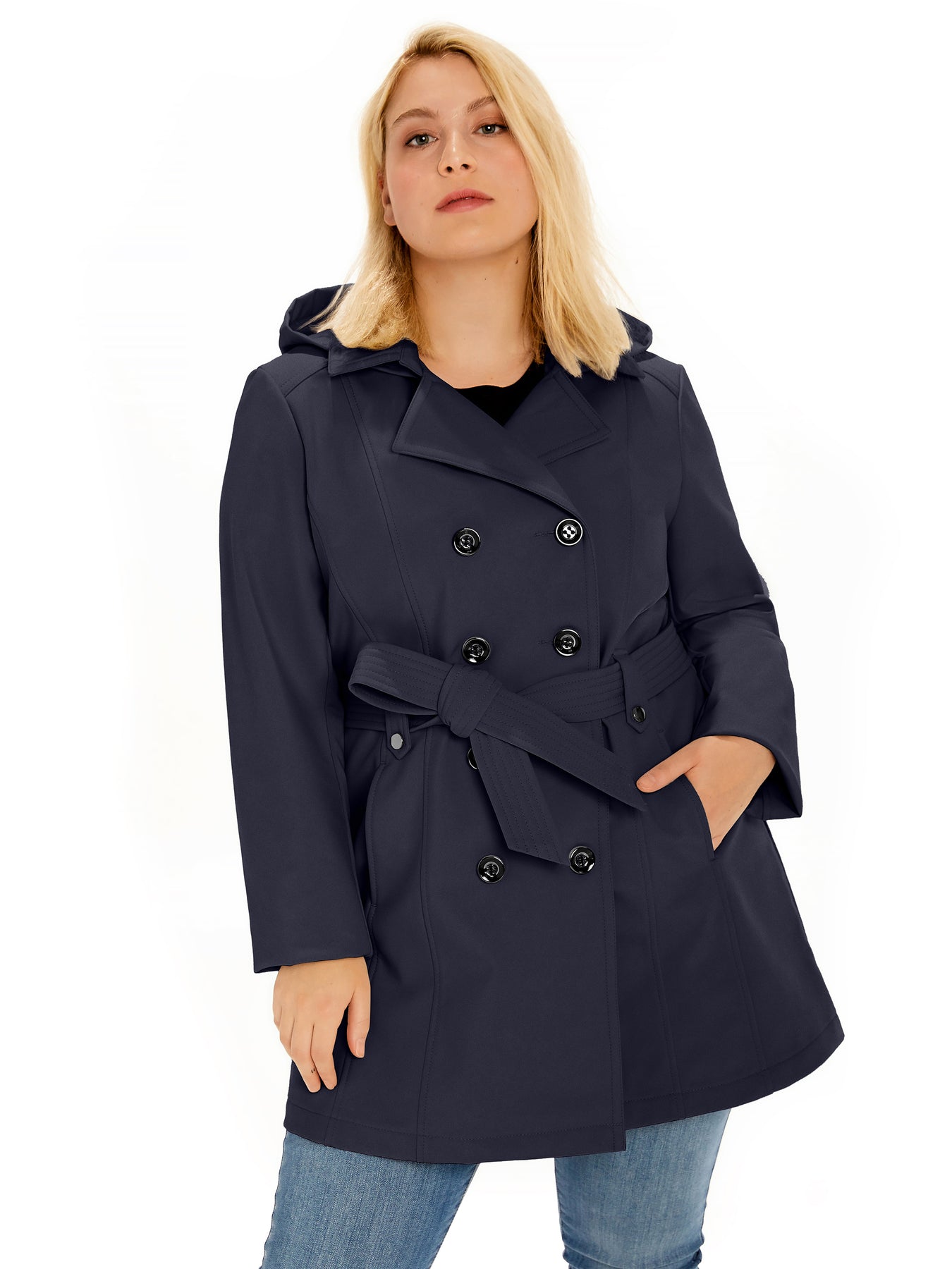 Sebby Coat Ruffles Sebby Collection Plus Softshell Trench Coat
