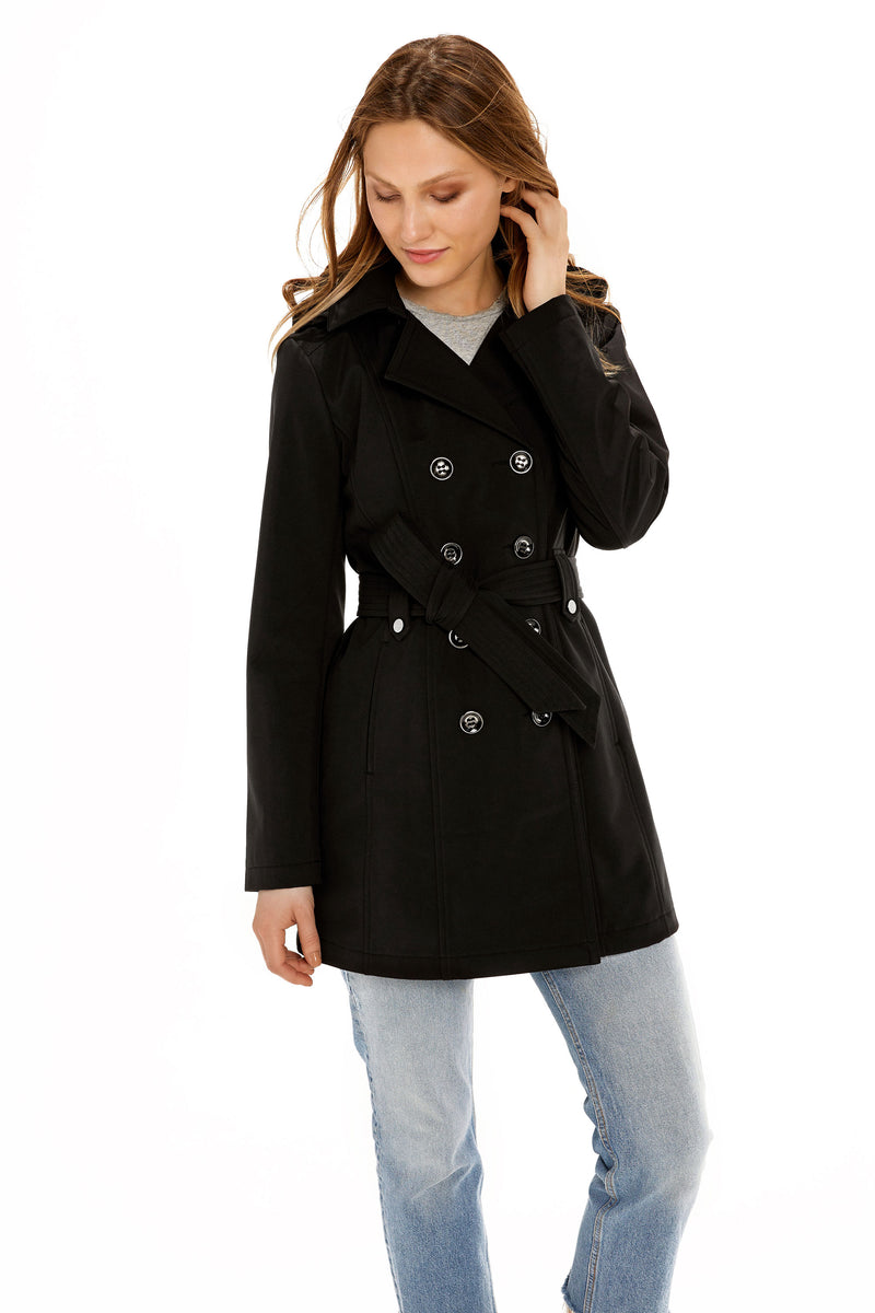 Sebby Coat Ruffles Sebby Collection Women's Softshell Trench Coat