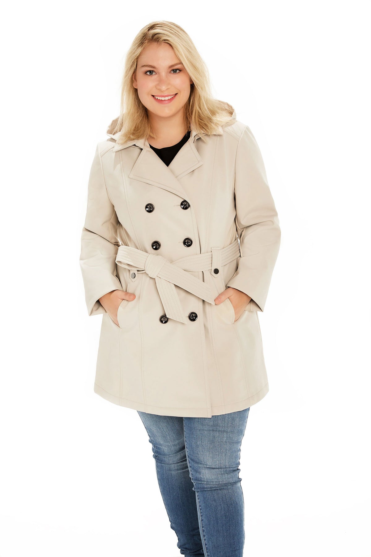 Sebby Coat Ruffles Sebby Collection Plus Softshell Trench Coat